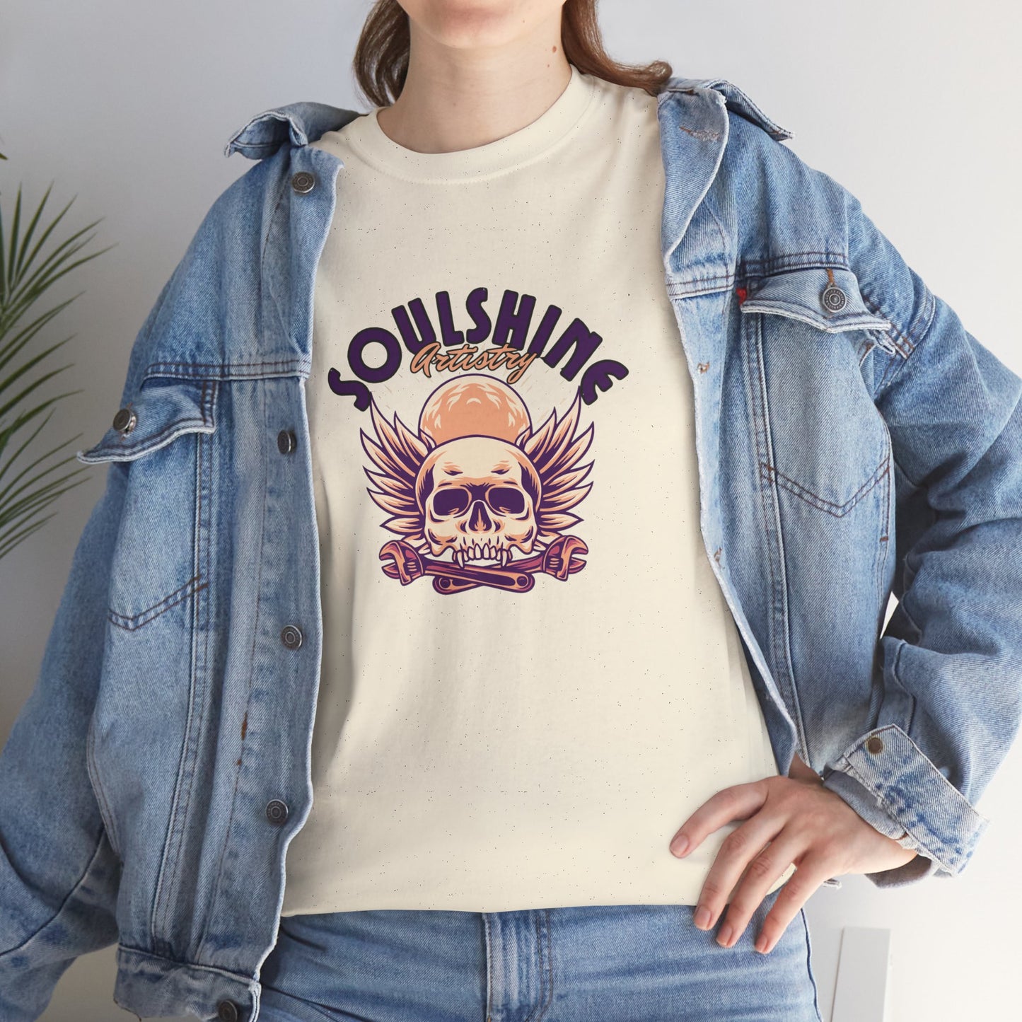 Skull 'Soulshine' Graphic Tee — Retro Winged Skull Sun Design