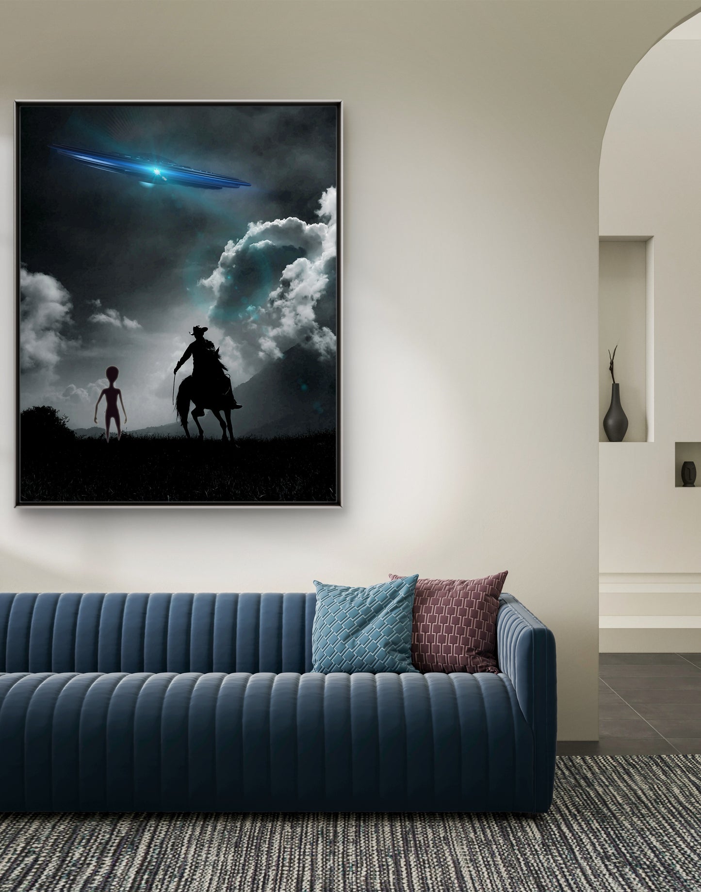 "Alien meets Cowboy" Art Print: Modern Wall Decor Dog (Digital Download)