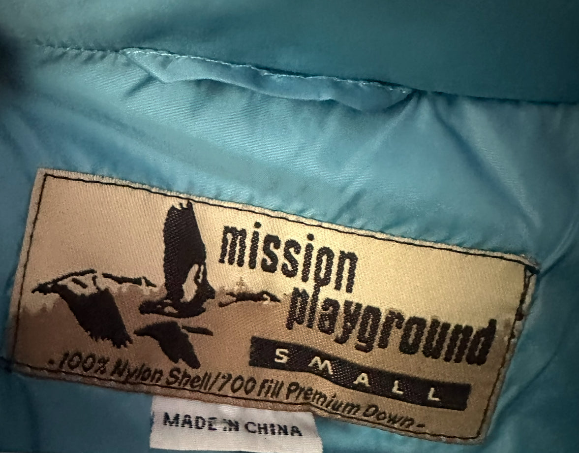 Vintage Mission Playground Two-Tone Down Puffer Vest – Blue & Burgundy