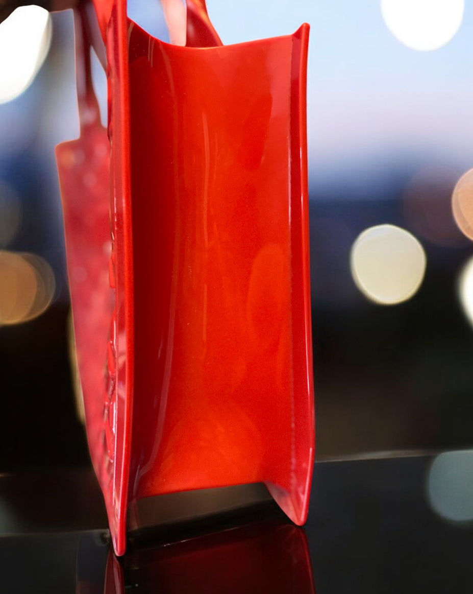 Vintage Red Quilted Rubber Tote Purse – “Mean Girls” Movie Style