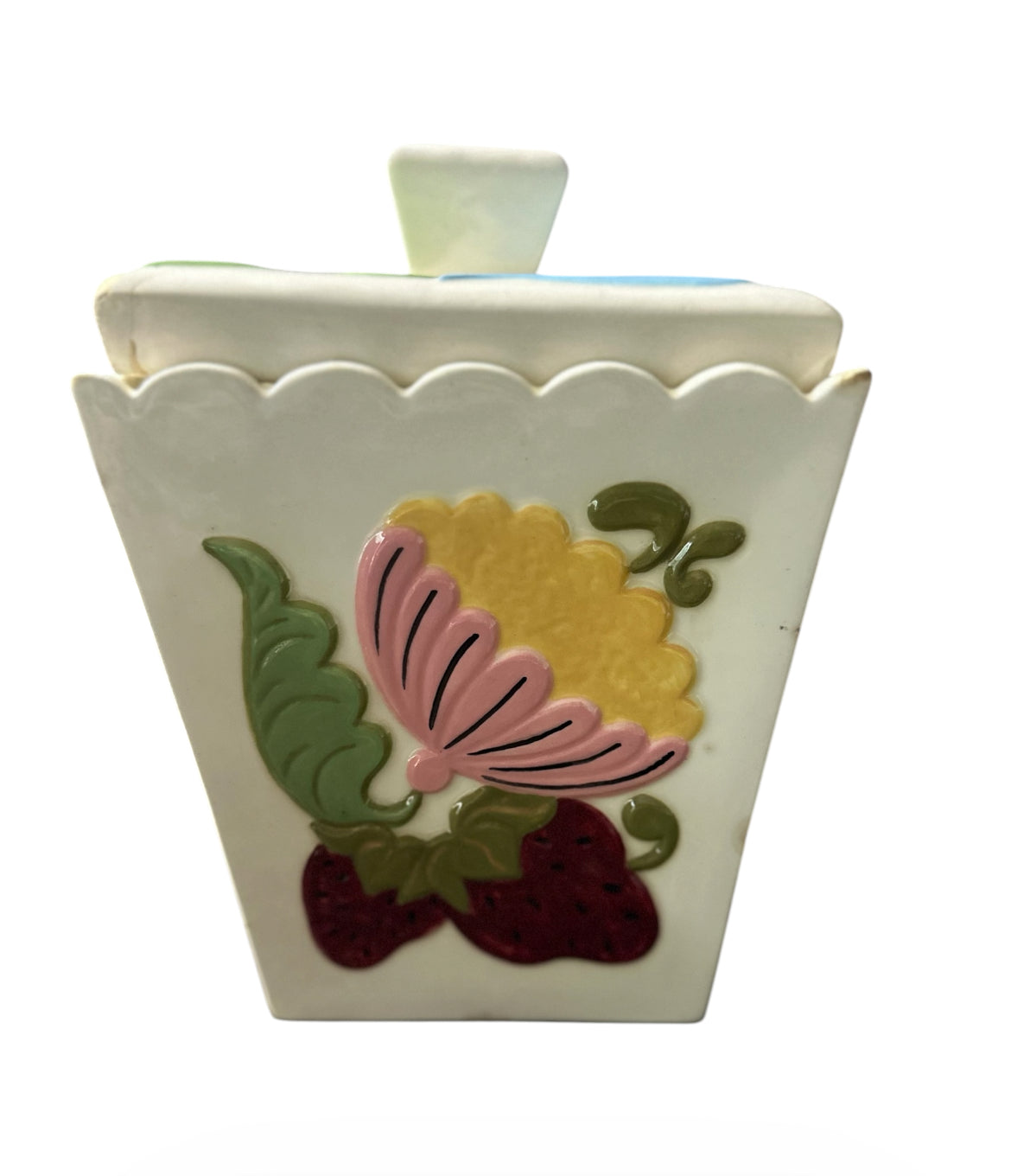 Vintage Hand-Painted Ceramic Canister Set – Signed Folk Art Kitchen Storage (Set of 4)