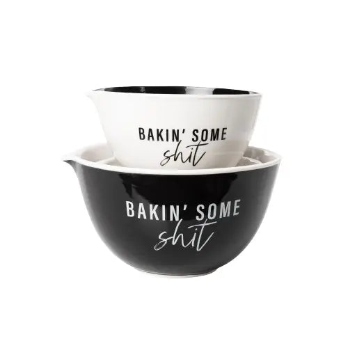 "Bakin Some Shit" Mixing Bowl Large & Medium set of 2