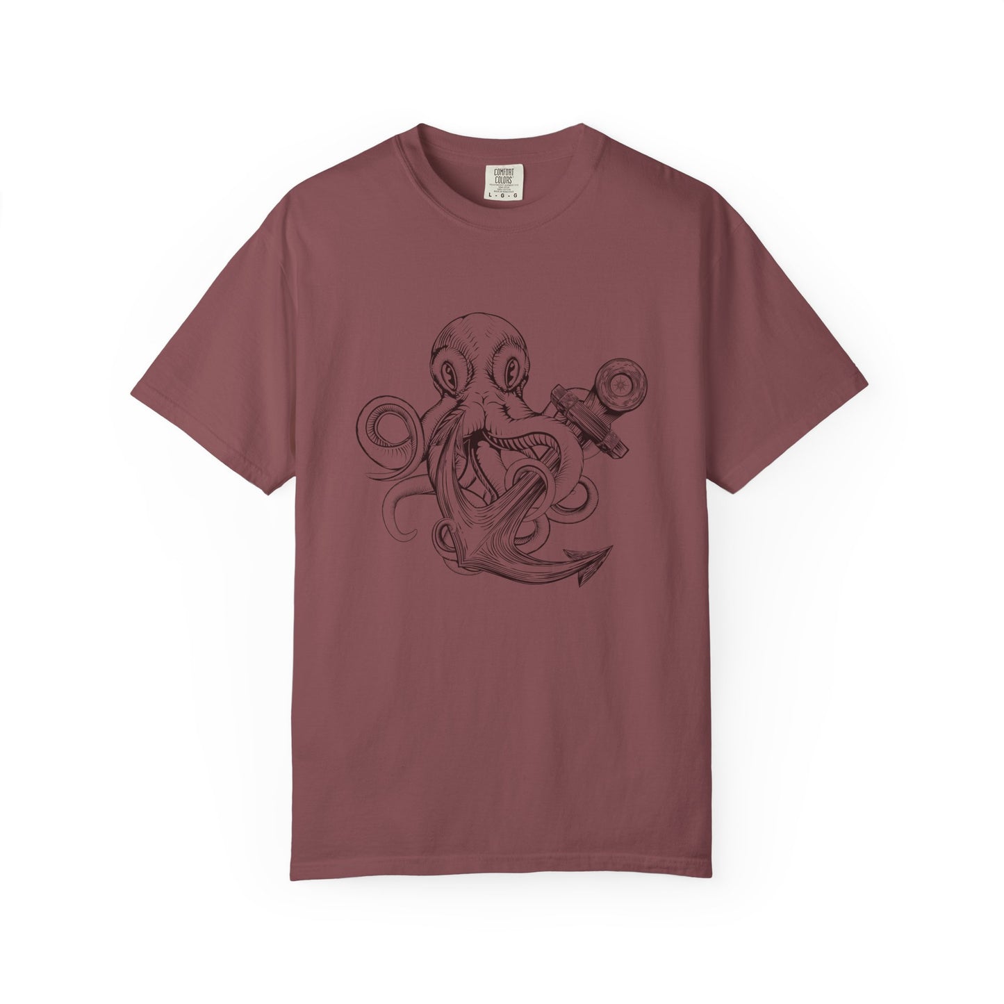 Octopus Anchor T-Shirt — Unisex Nautical Vintage Ink Illustration