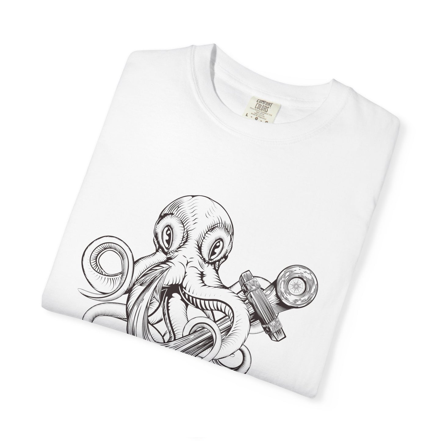 Octopus Anchor T-Shirt — Unisex Nautical Vintage Ink Illustration