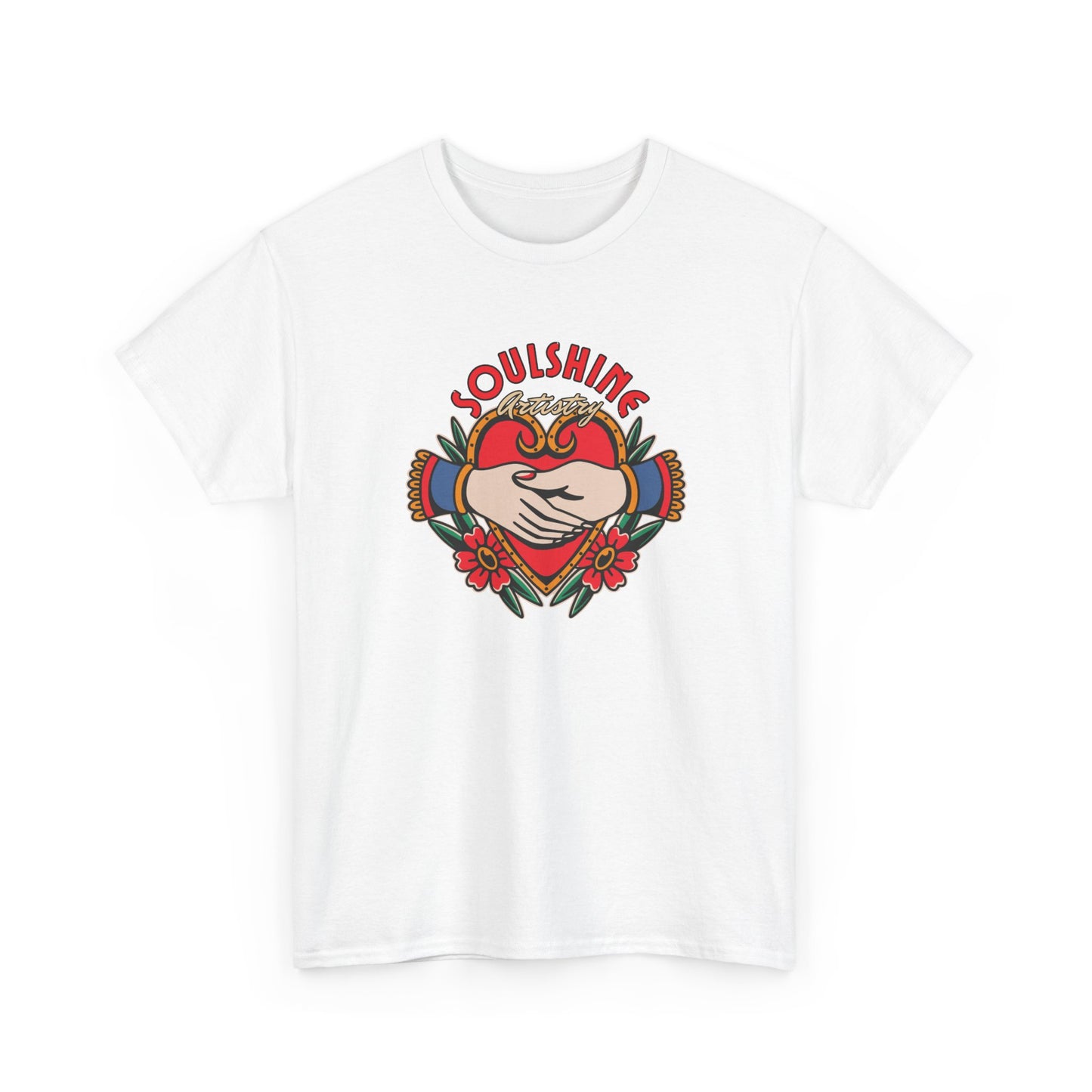 Soulshine Heart Hands T‑Shirt — Retro Floral Love Graphic Tee