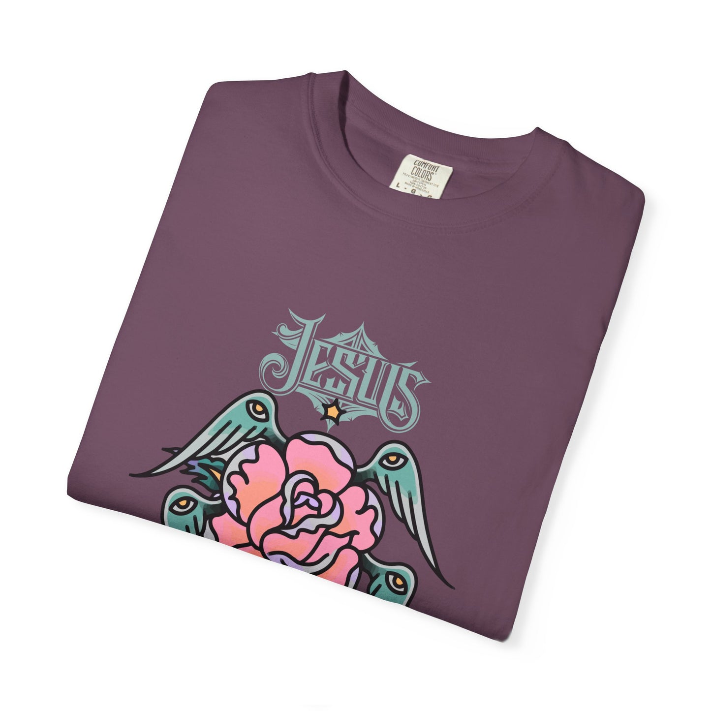 Rose & Wings Graphic T-Shirt — "Love" Vintage Tattoo Style