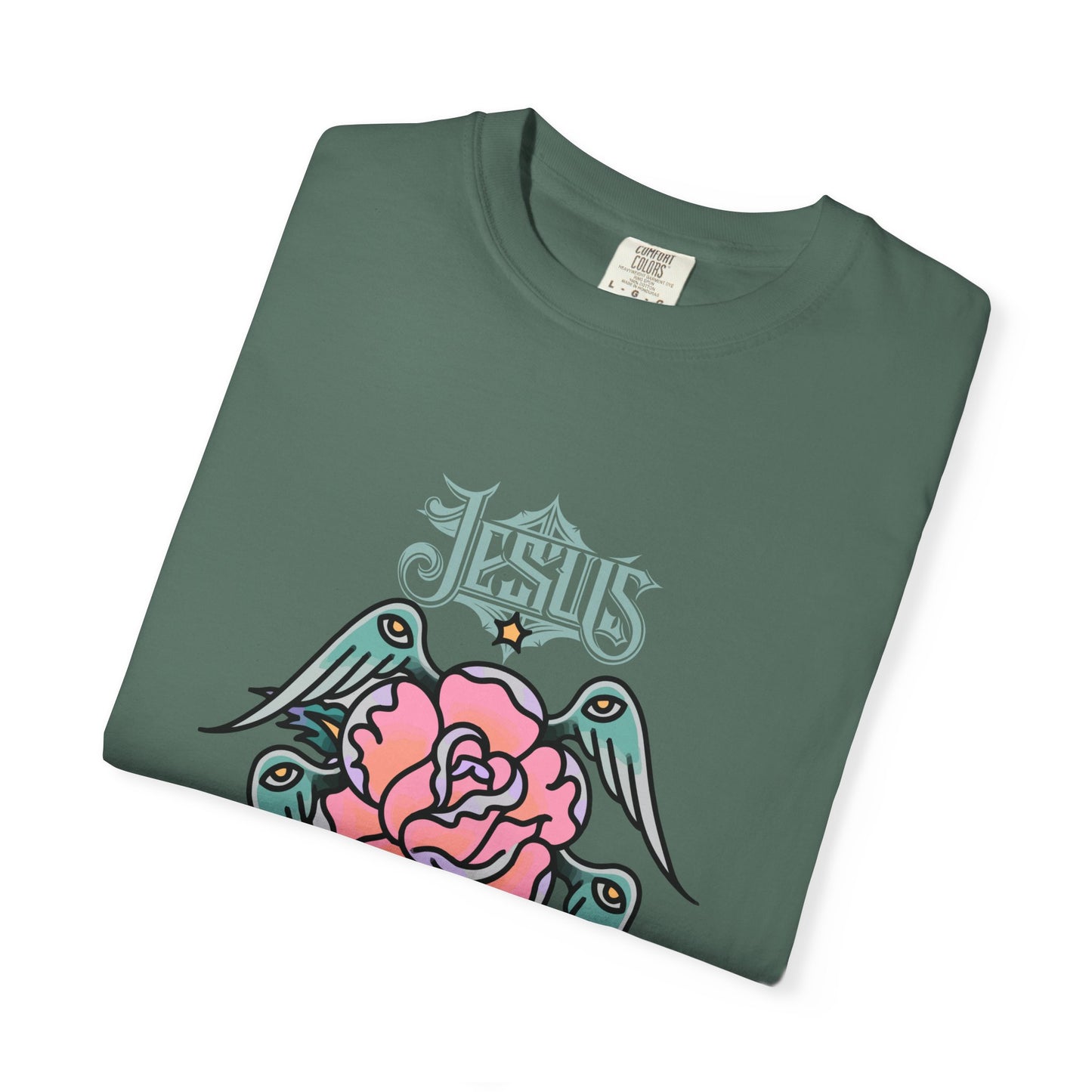 Rose & Wings Graphic T-Shirt — "Love" Vintage Tattoo Style