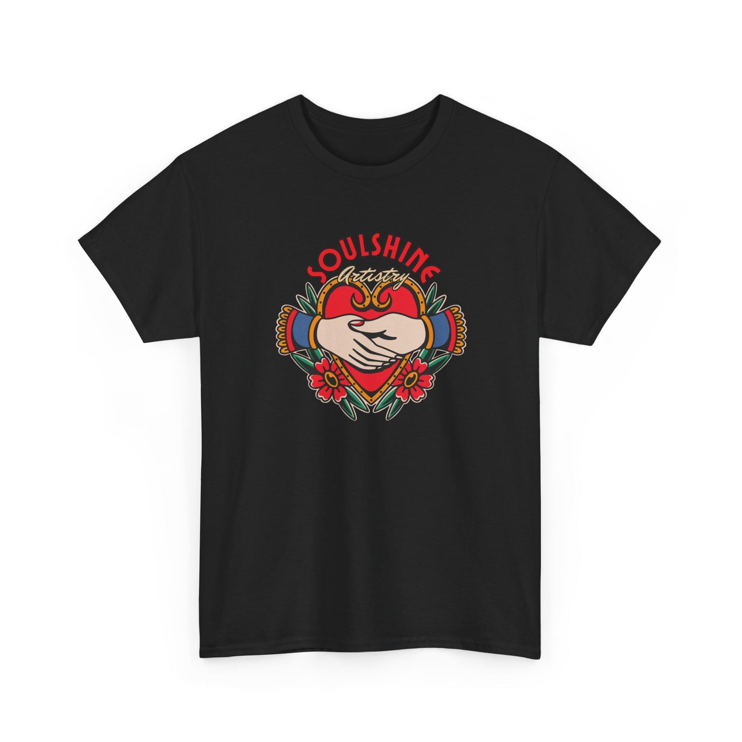 Soulshine Heart Hands T‑Shirt — Retro Floral Love Graphic Tee
