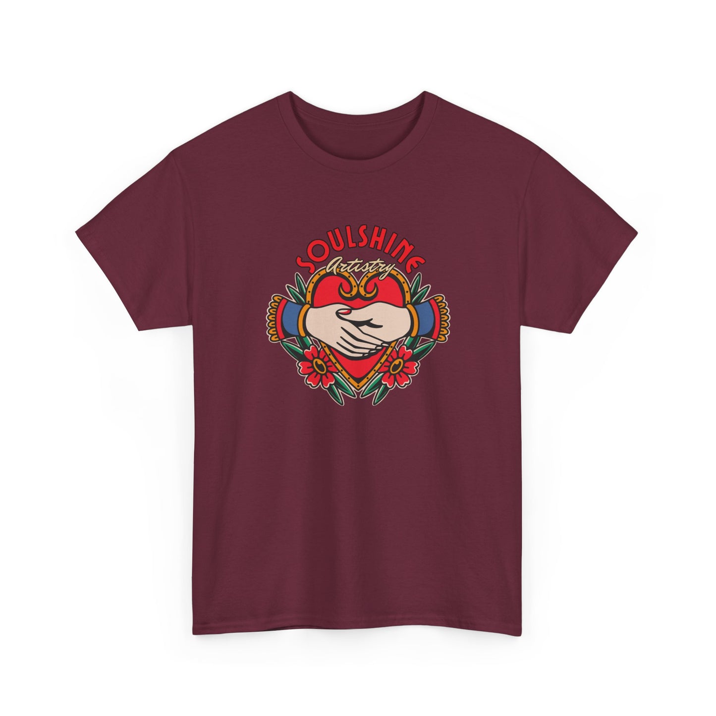 Soulshine Heart Hands T‑Shirt — Retro Floral Love Graphic Tee