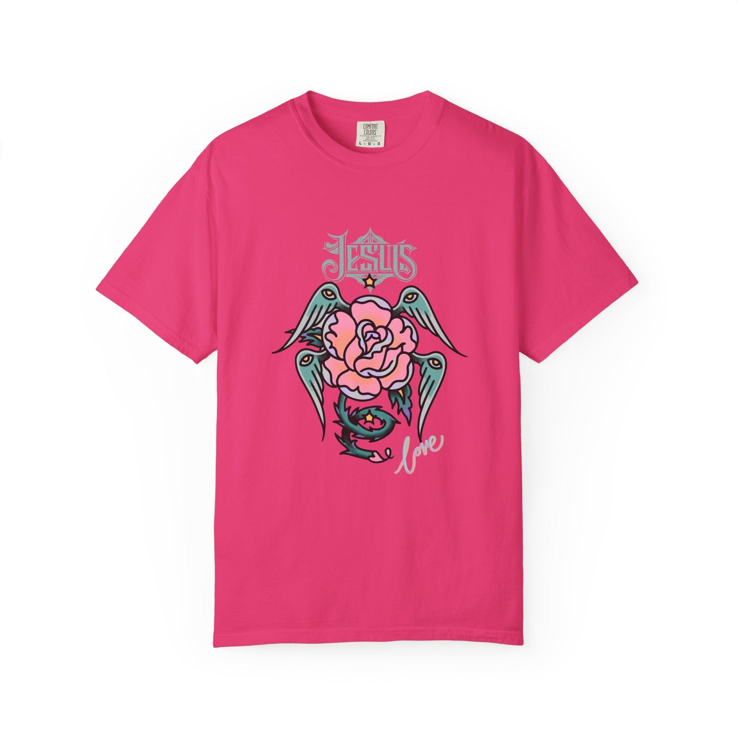 Rose & Wings Graphic T-Shirt — "Love" Vintage Tattoo Style