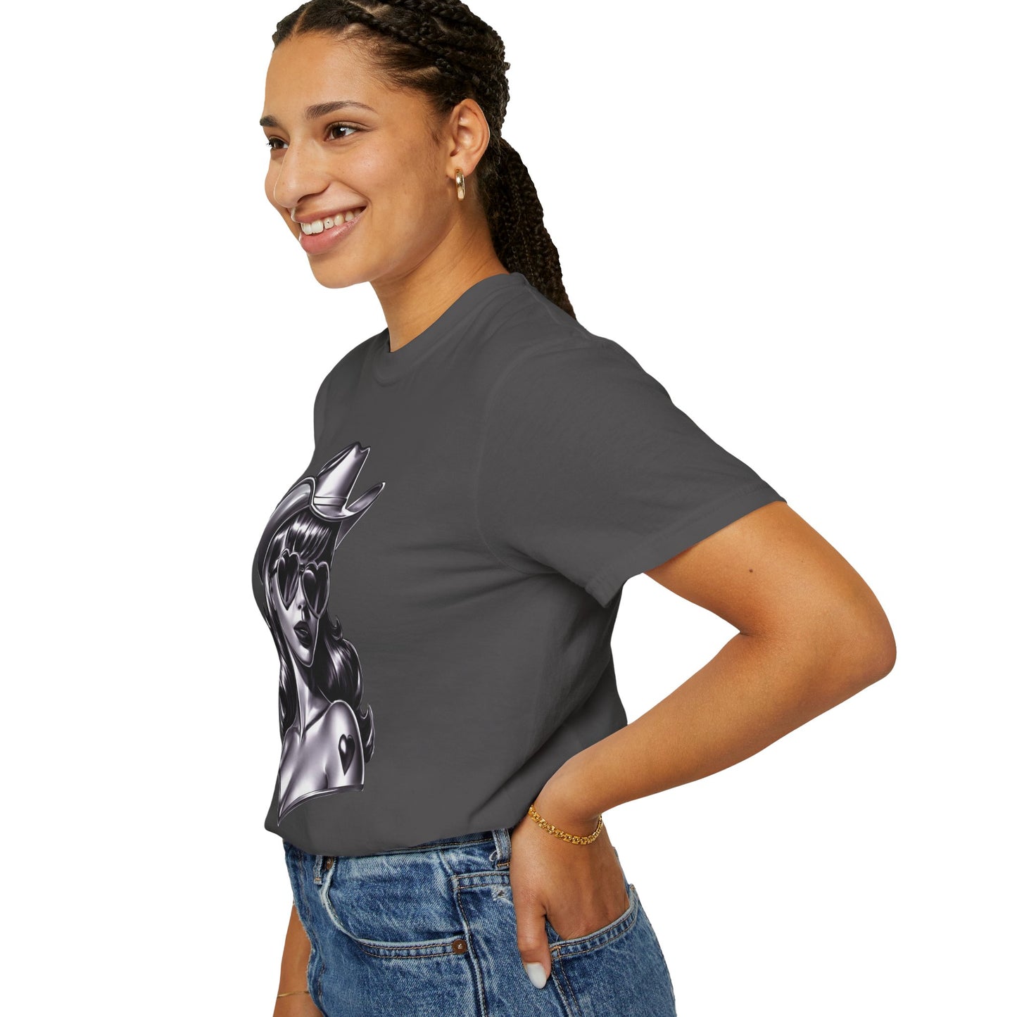 Cowgirl Pinup T-Shirt — Retro Black & White Cowgirl Graphic