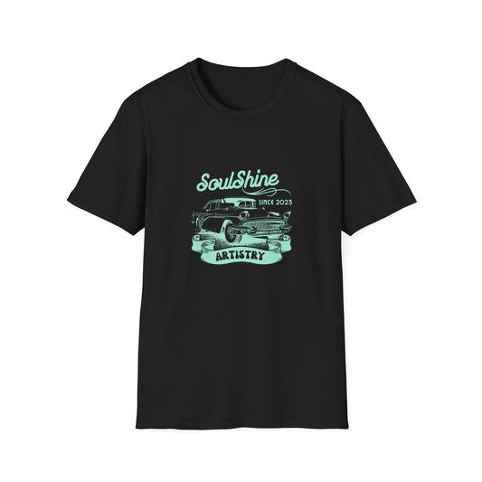 SoulShine Artistry Classic T-Shirt — Vintage Car Graphic Tee (Since 2023)