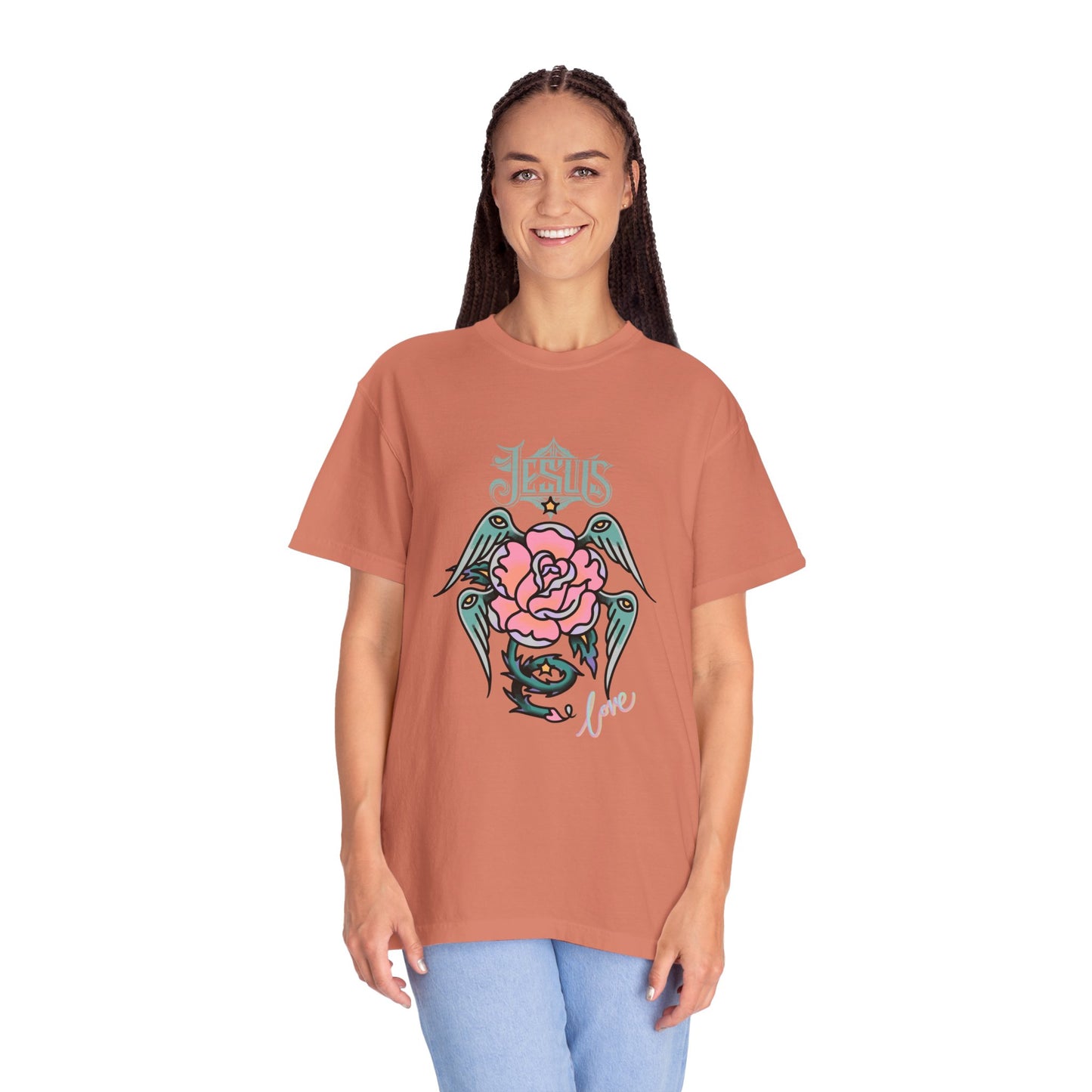 Rose & Wings Graphic T-Shirt — "Love" Vintage Tattoo Style