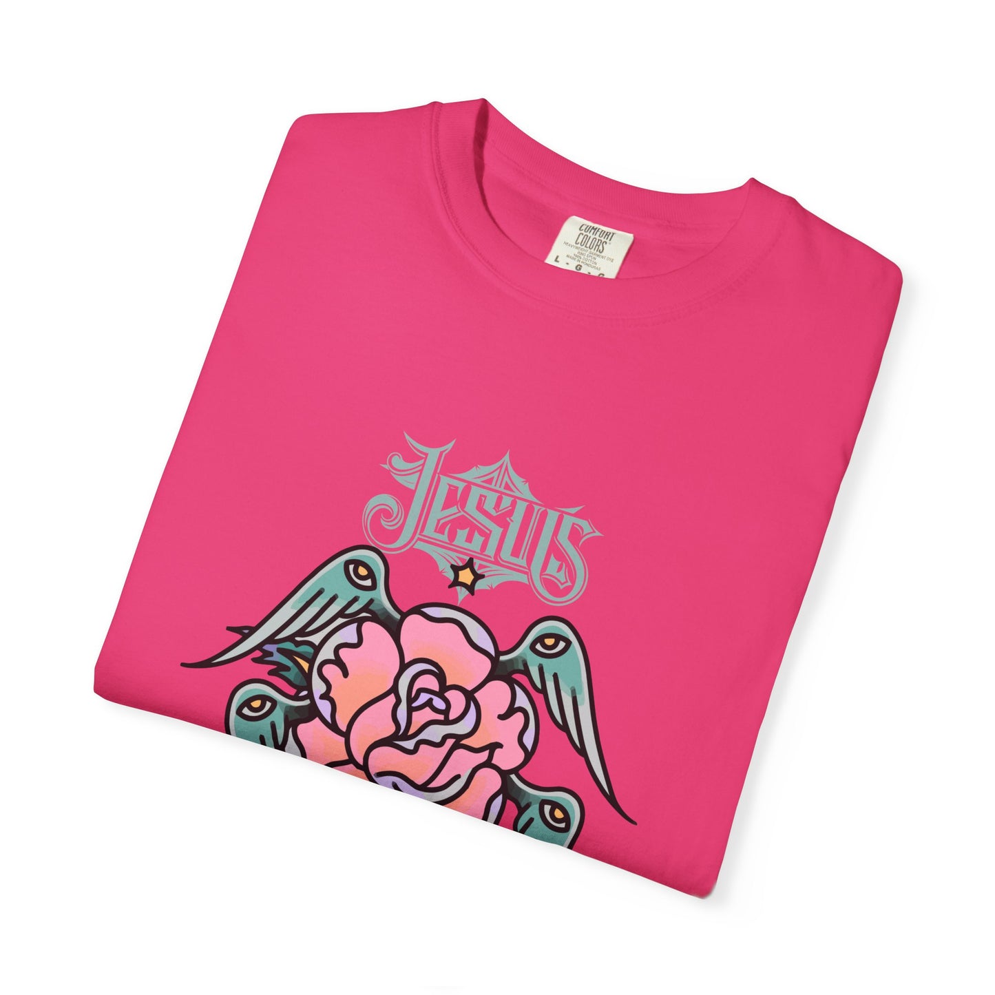 Rose & Wings Graphic T-Shirt — "Love" Vintage Tattoo Style