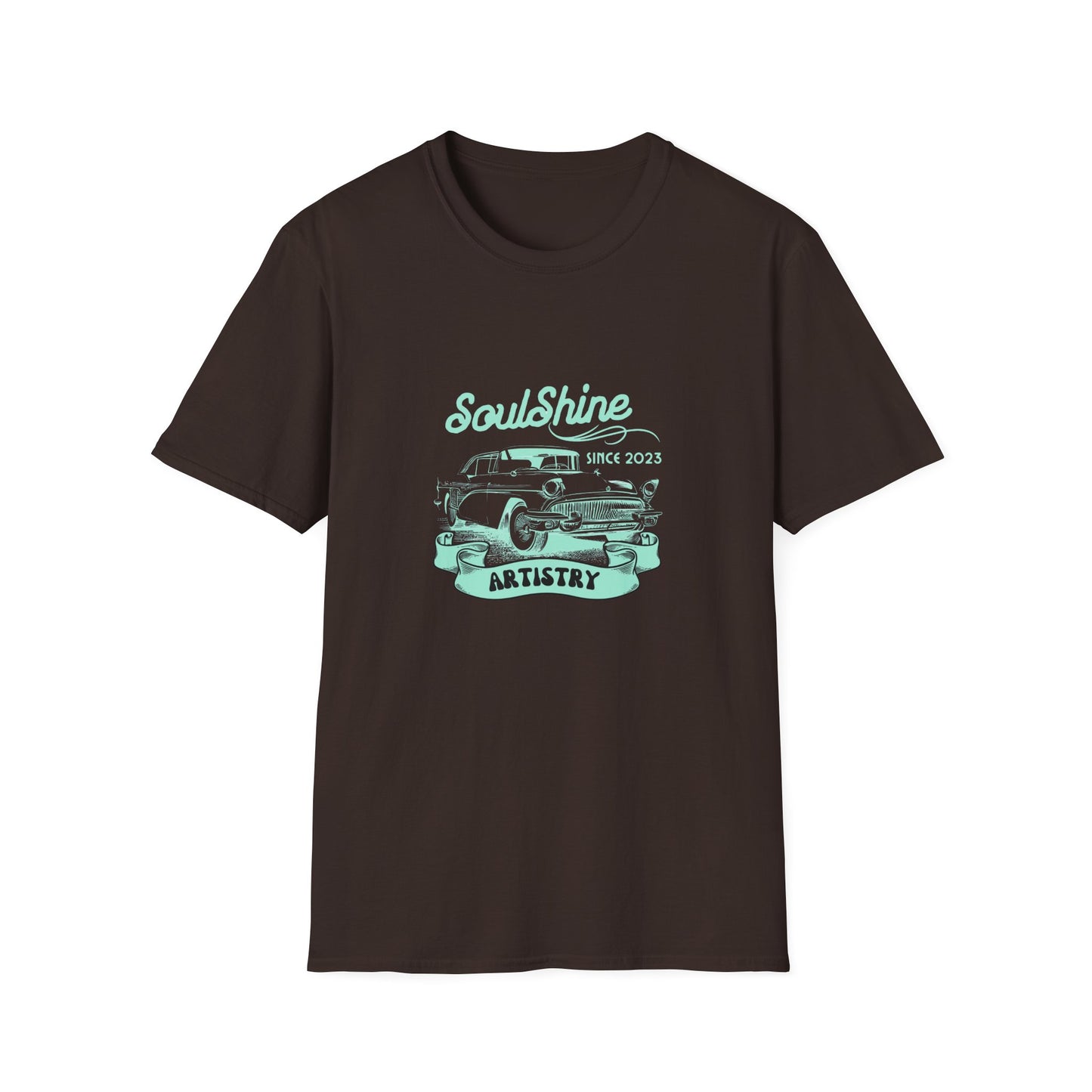 SoulShine Artistry Classic T-Shirt — Vintage Car Graphic Tee (Since 2023)