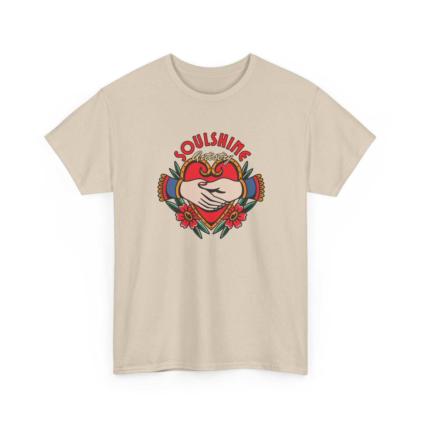 Soulshine Heart Hands T‑Shirt — Retro Floral Love Graphic Tee
