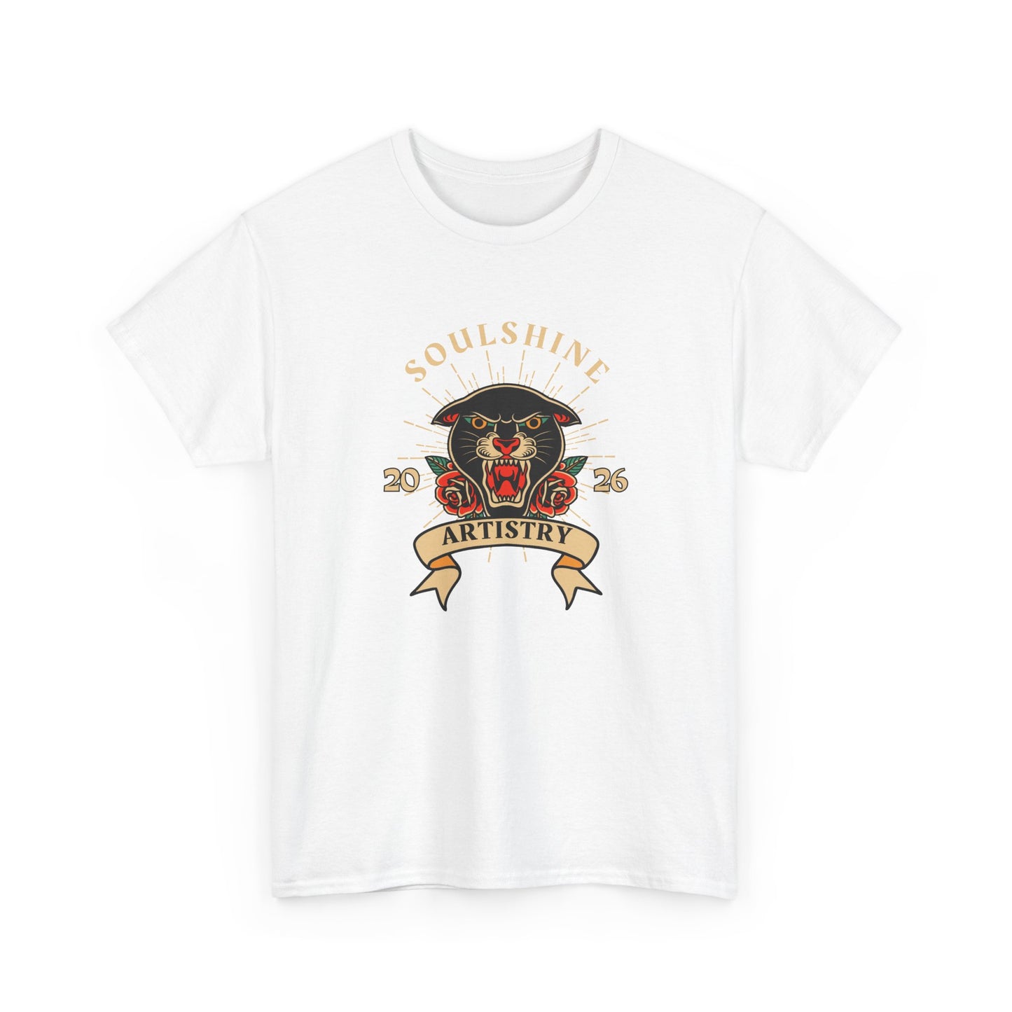 Soulshine Artistry Panther Tee — Vintage Tattoo Style "Soulshine" Graphic T-Shirt