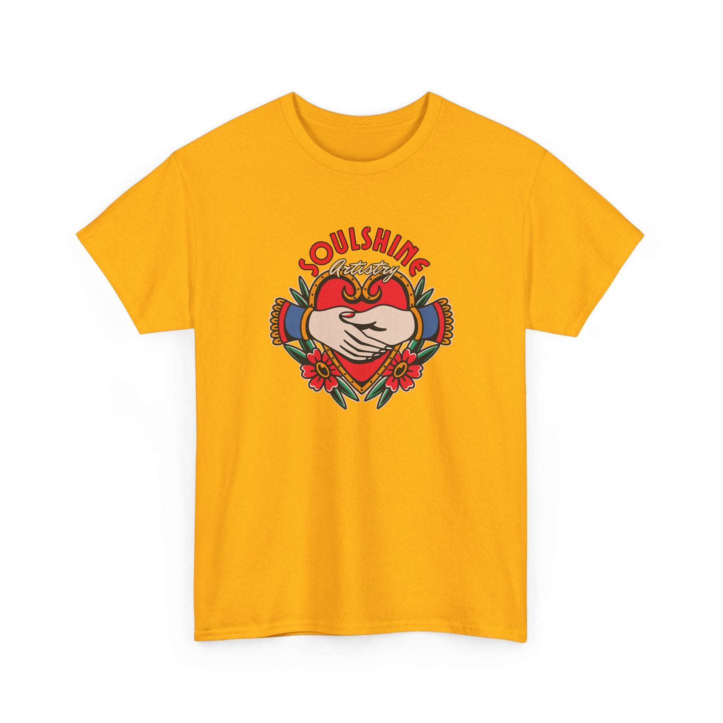 Soulshine Heart Hands T‑Shirt — Retro Floral Love Graphic Tee