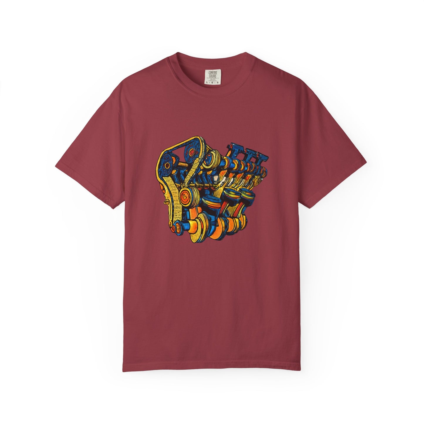 Engine V8 Illustration T-Shirt — Retro Automotive Mechanics Tee