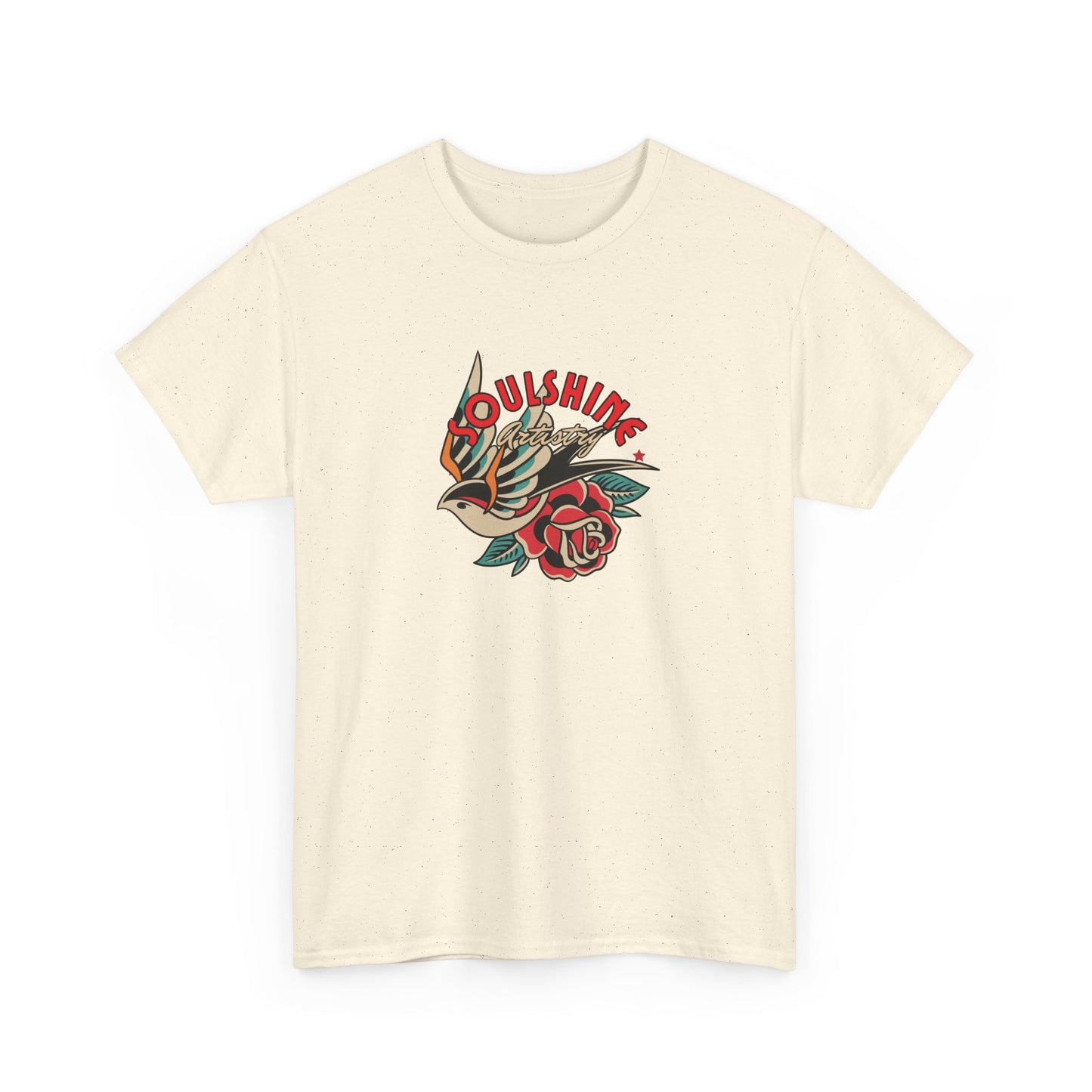 Sunshine Bird & Rose Graphic Tee - Retro Tattoo Style