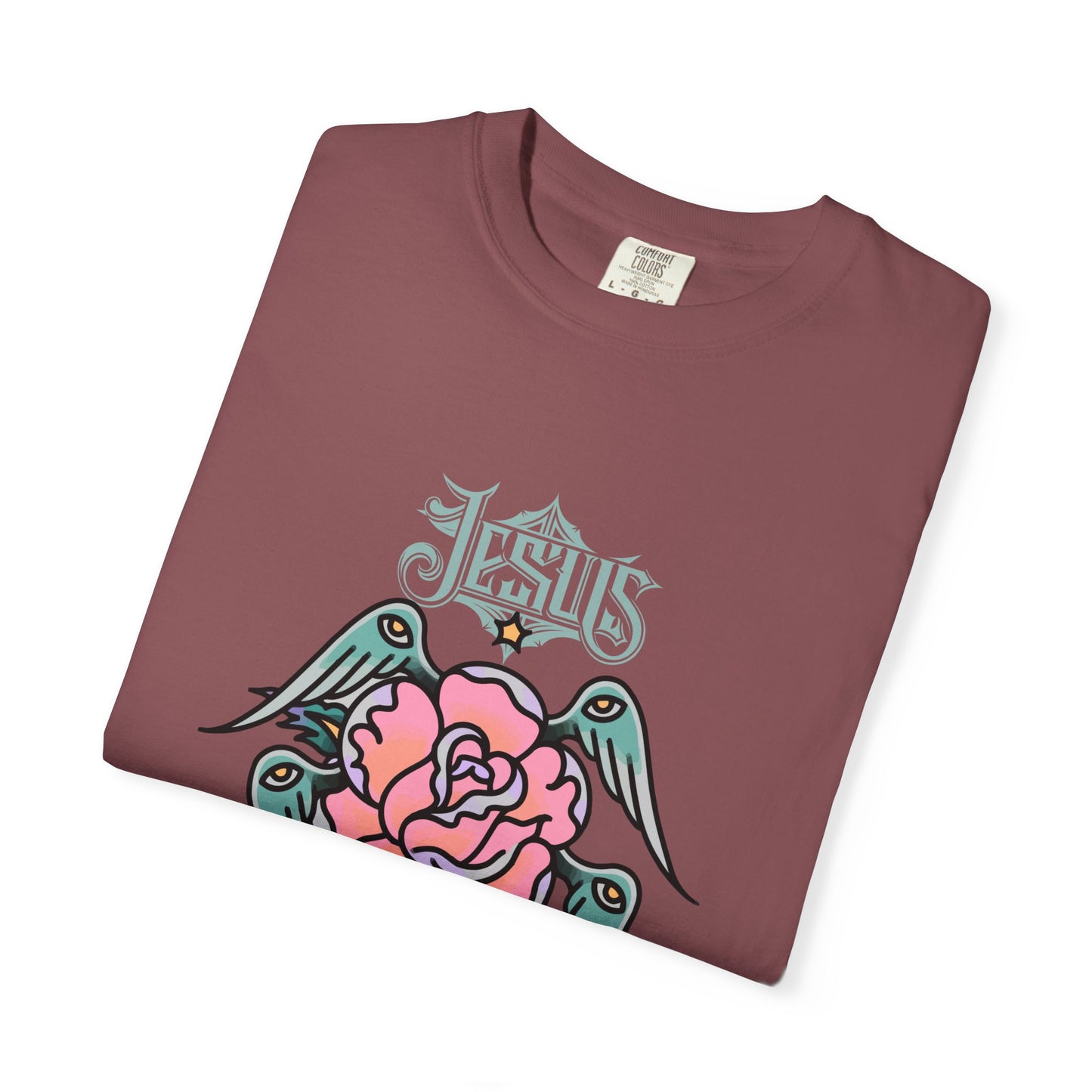 Rose & Wings Graphic T-Shirt — "Love" Vintage Tattoo Style