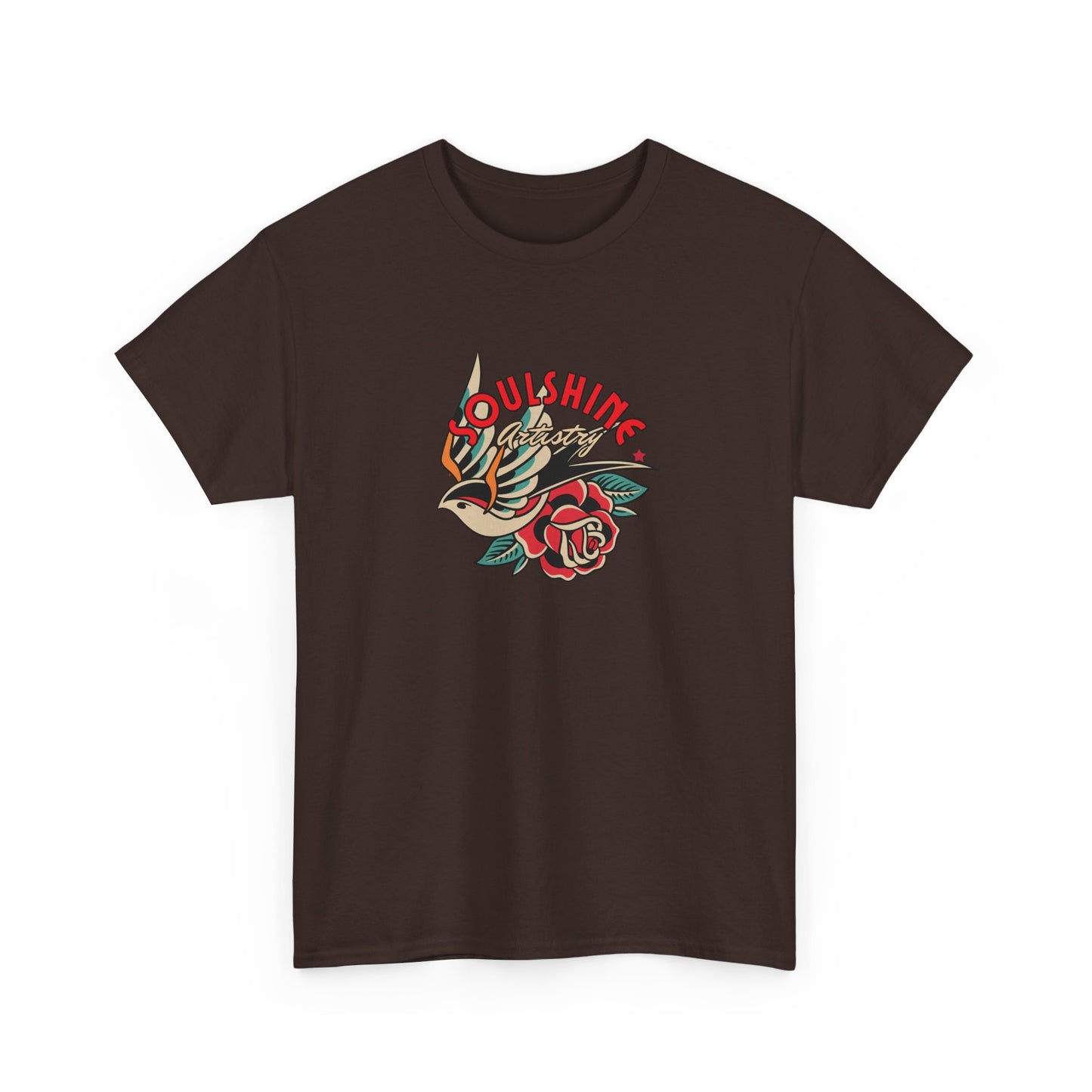 Sunshine Bird & Rose Graphic Tee - Retro Tattoo Style