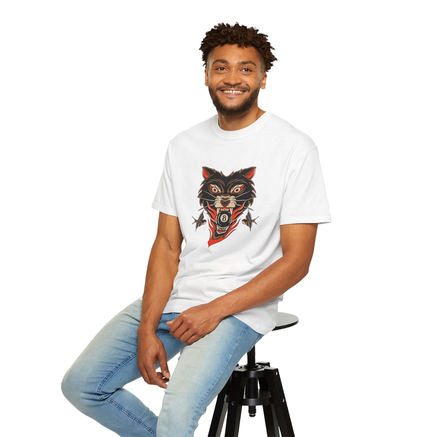 Wolf Skull T-Shirt — Vintage Unisex Tattoo Style Biker Graphic Tee
