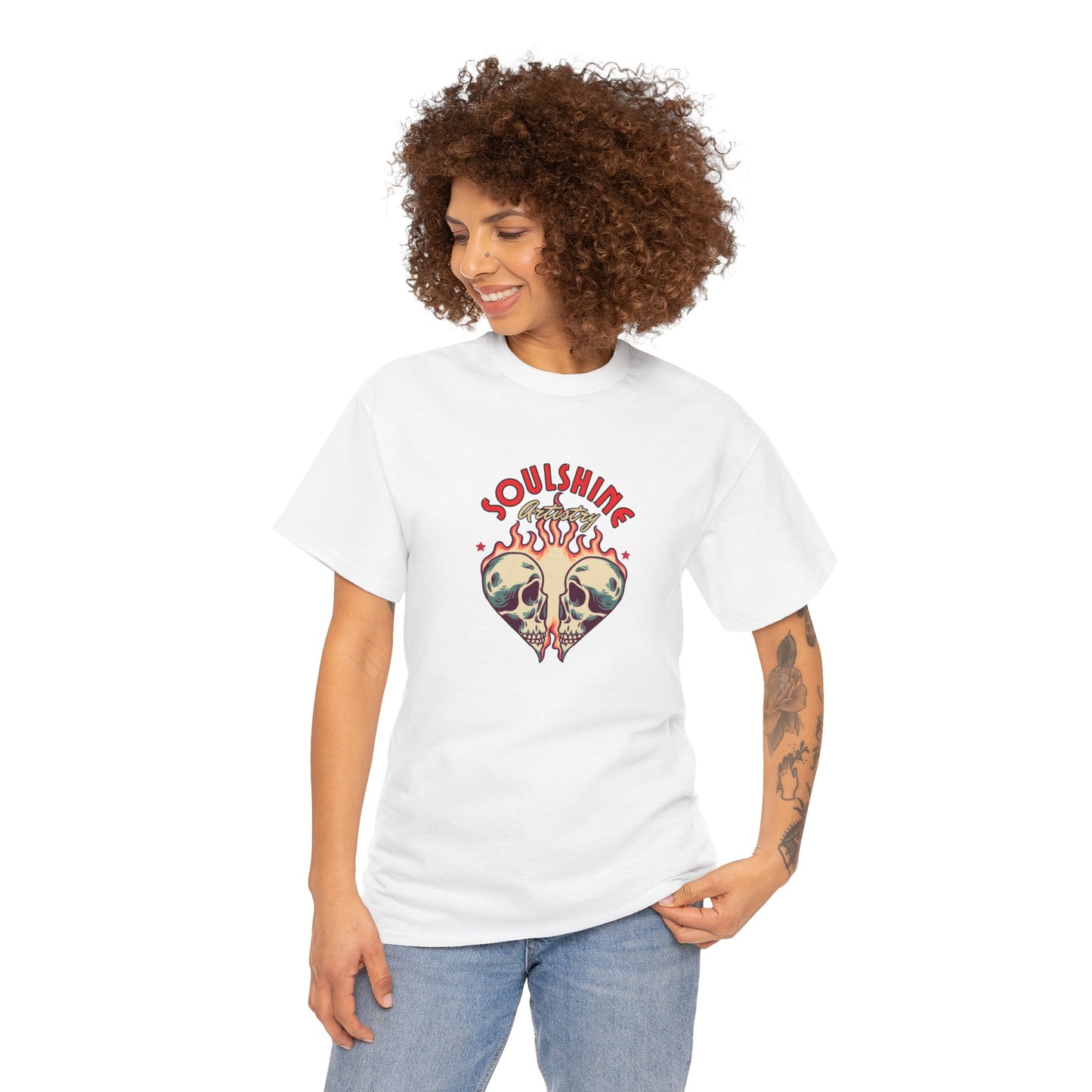 Soulshine Heart Graphic Tee — Vintage Skull Heart Healing Shirt