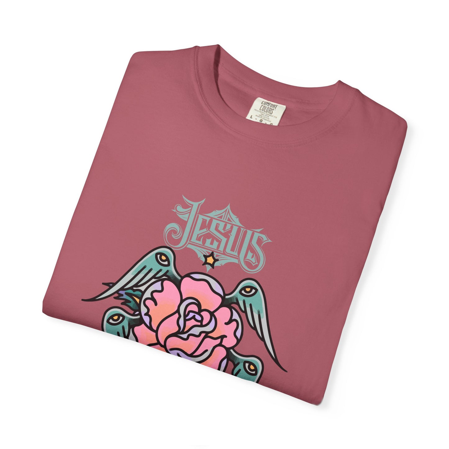 Rose & Wings Graphic T-Shirt — "Love" Vintage Tattoo Style