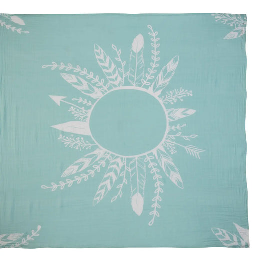 Cotton Mint Feather Baby Blanket