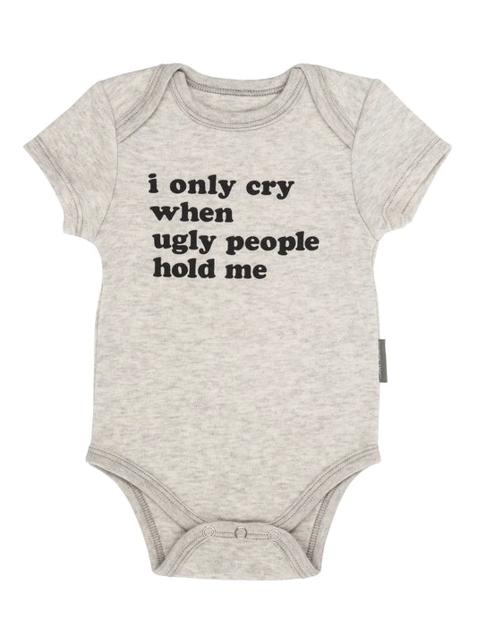 0 - 3 Months Cotton Gray I Only Cry When Onesie