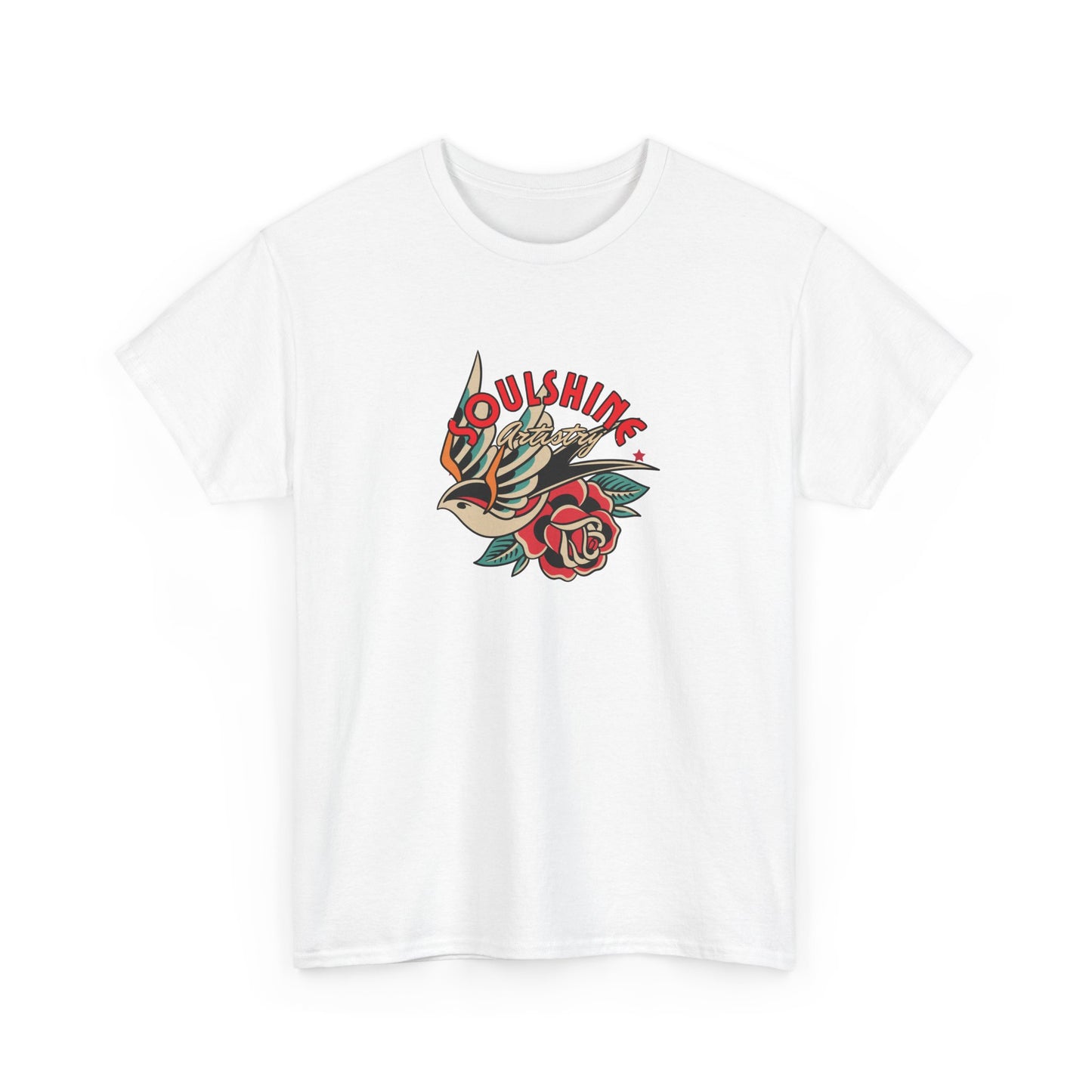Sunshine Bird & Rose Graphic Tee - Retro Tattoo Style