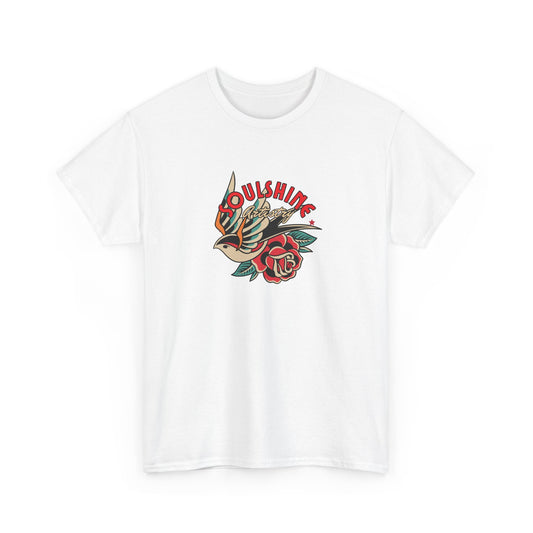 Sunshine Bird & Rose Graphic Tee - Retro Tattoo Style