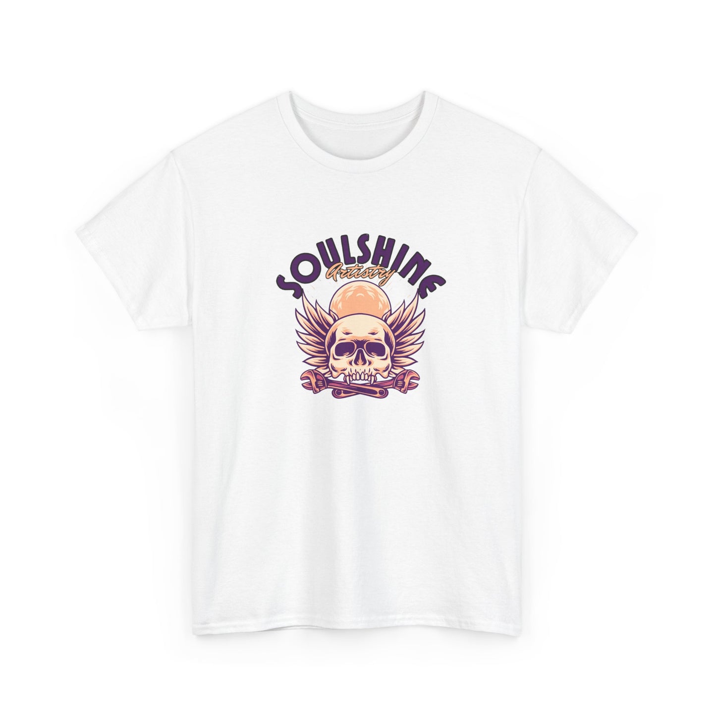 Skull 'Soulshine' Graphic Tee — Retro Winged Skull Sun Design