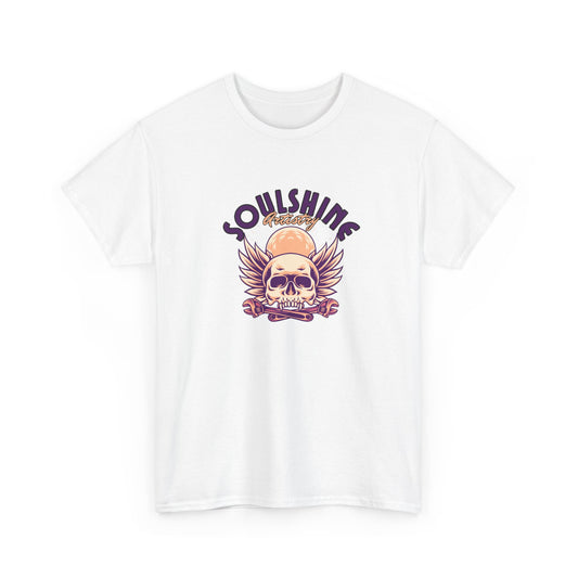 Skull 'Soulshine' Graphic Tee — Retro Winged Skull Sun Design