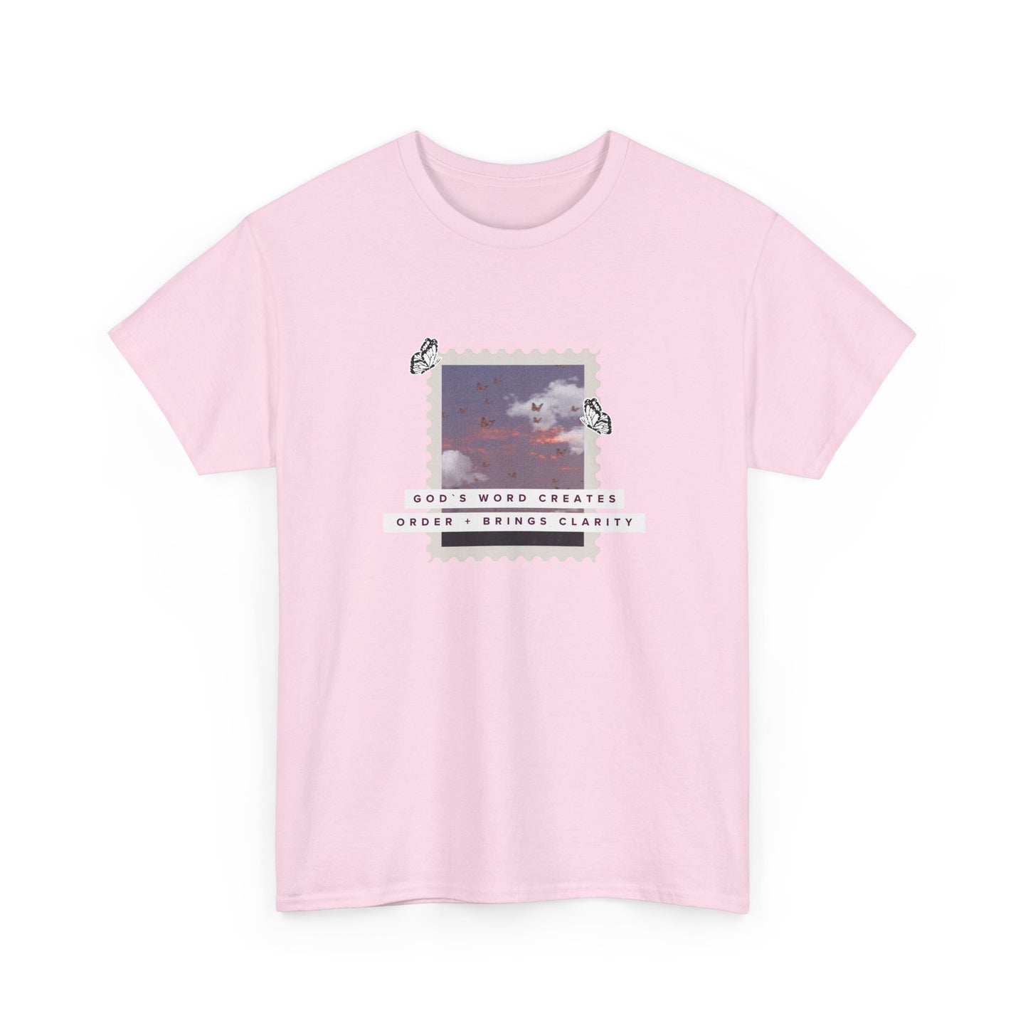 Vintage Cloud Photo Tee — "God's Word Creates, God's Works Display" Graphic T-Shirt