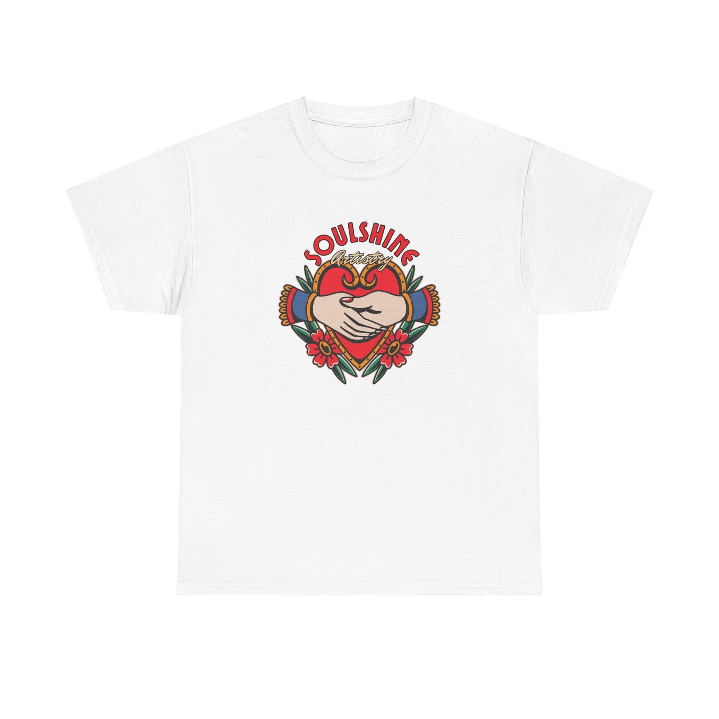Soulshine Heart Hands T‑Shirt — Retro Floral Love Graphic Tee