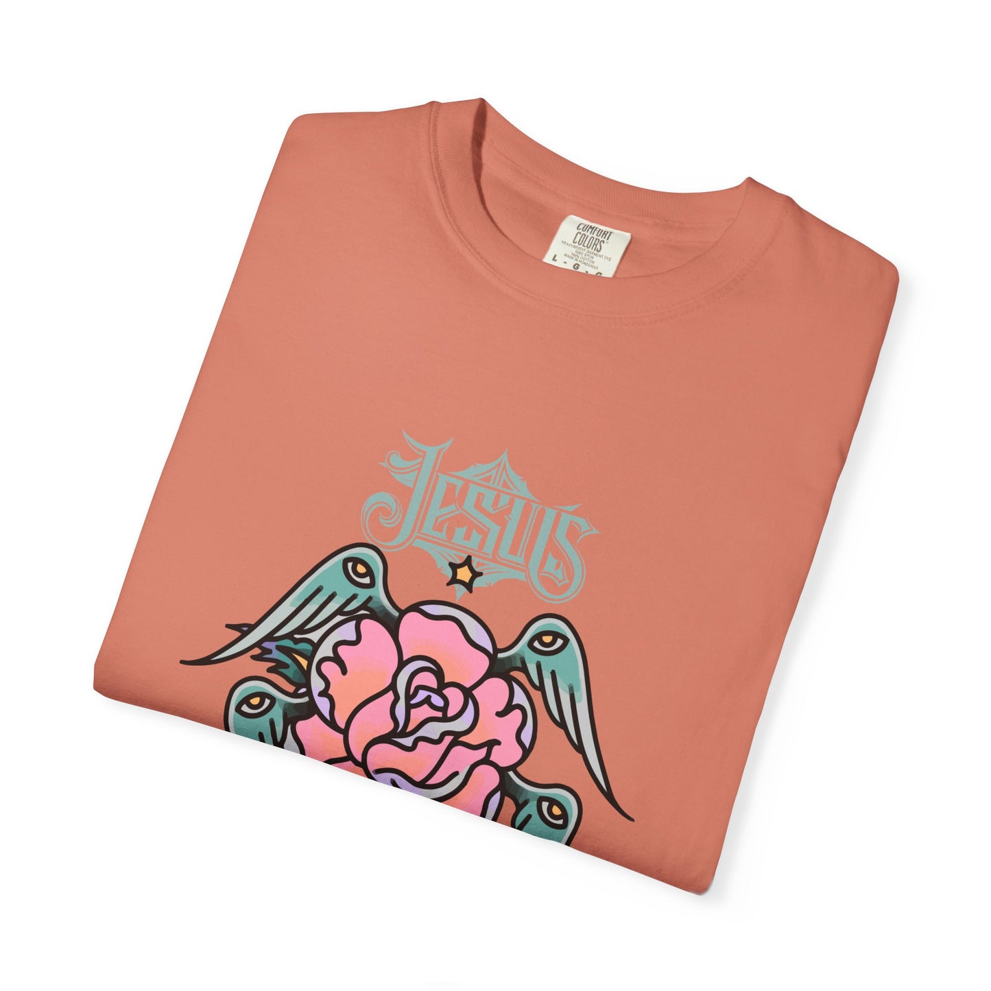 Rose & Wings Graphic T-Shirt — "Love" Vintage Tattoo Style