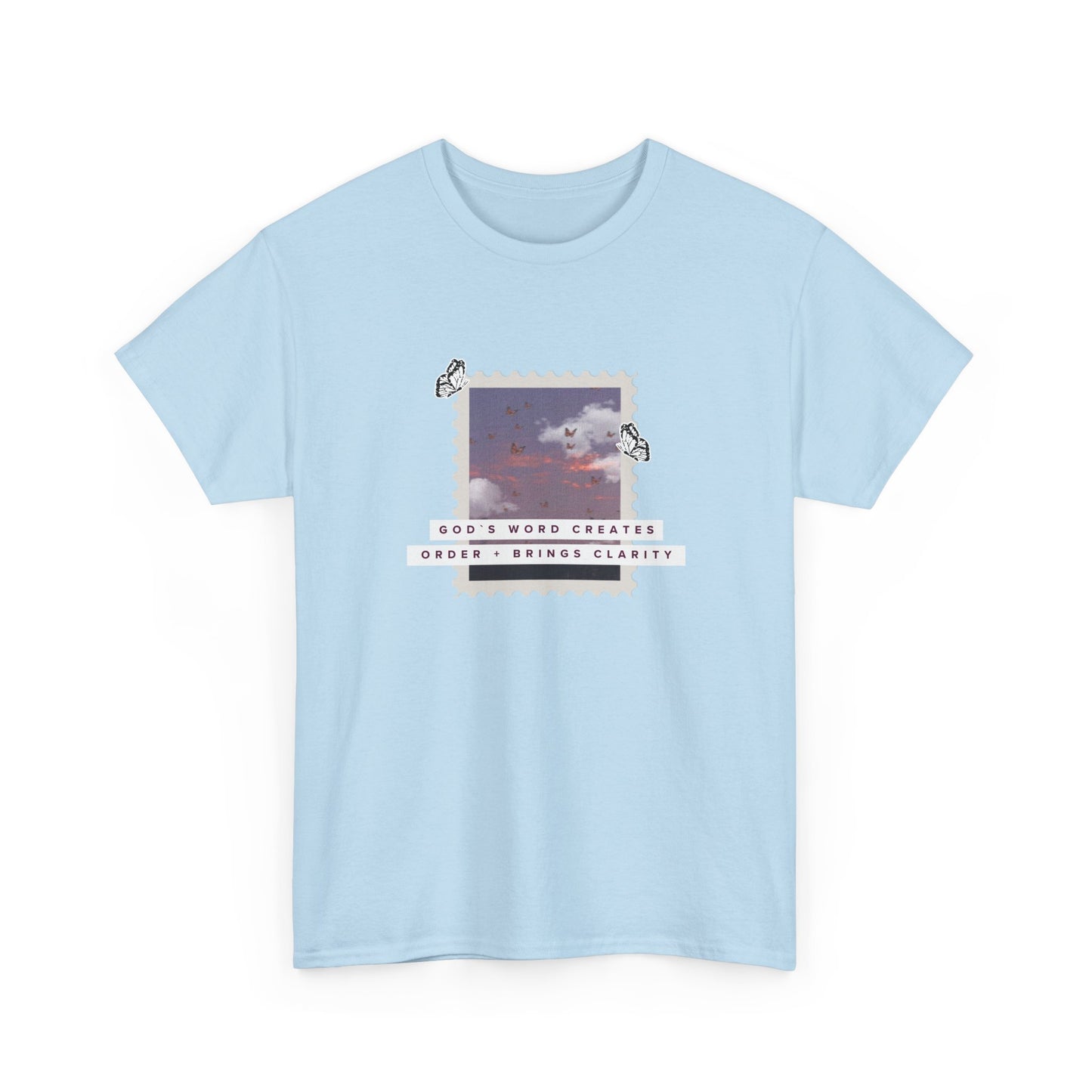 Vintage Cloud Photo Tee — "God's Word Creates, God's Works Display" Graphic T-Shirt