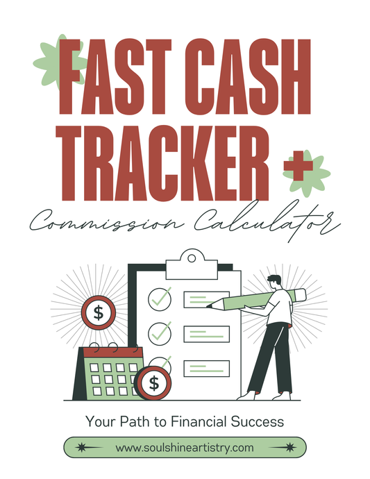 "Fast Cash Tracker + Commission Calculator" E-Workbook