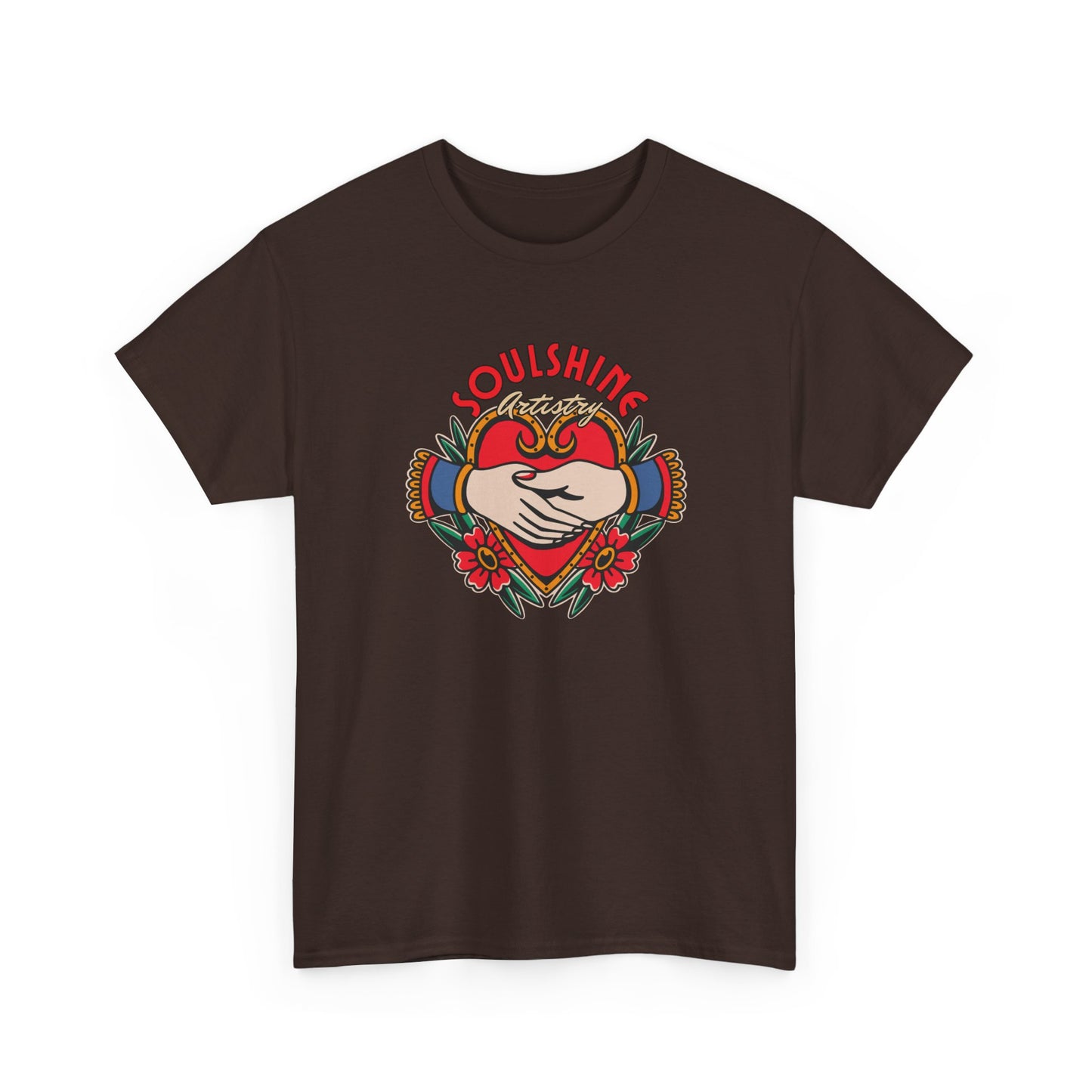 Soulshine Heart Hands T‑Shirt — Retro Floral Love Graphic Tee