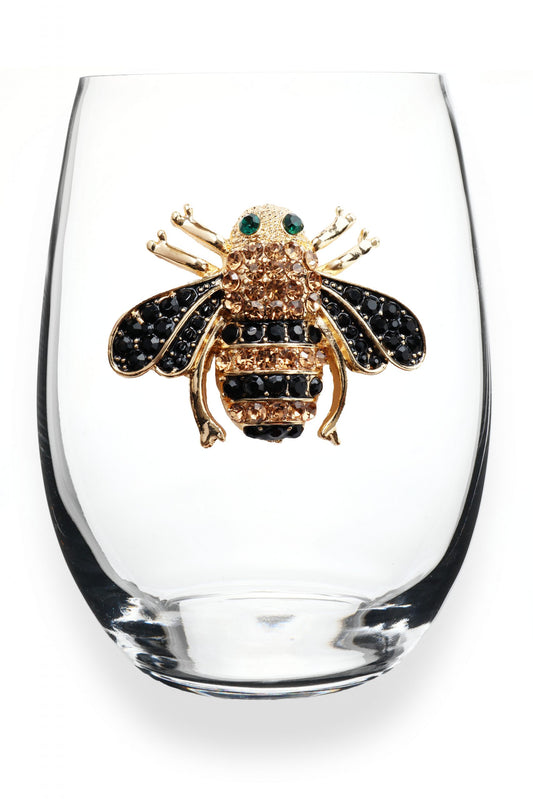 Queen Bee Jeweled Stemless Glass