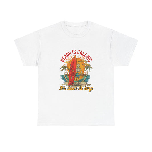 Beach Is Calling T-Shirt – Vintage Surf Skull Graphic Tee