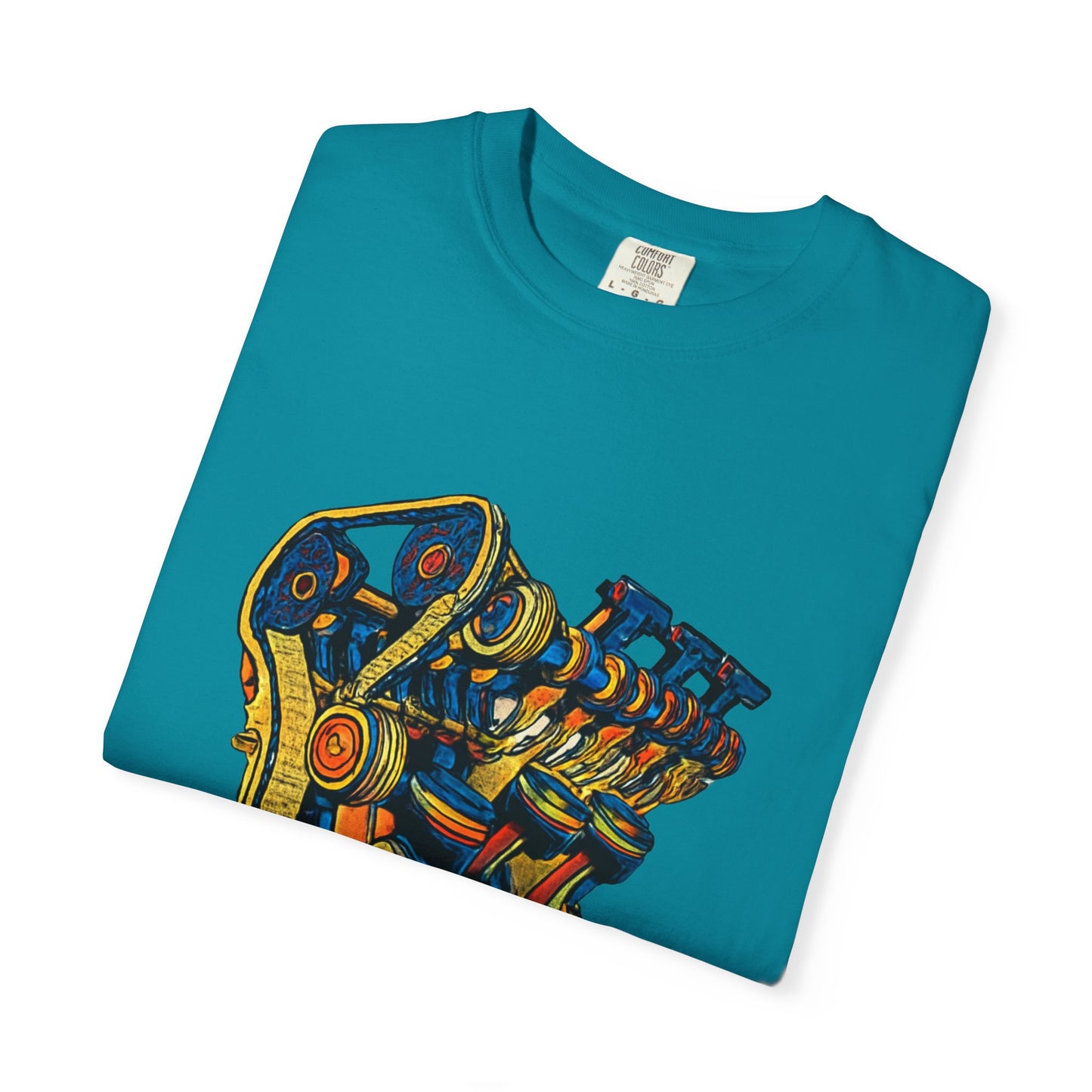 Engine V8 Illustration T-Shirt — Retro Automotive Mechanics Tee