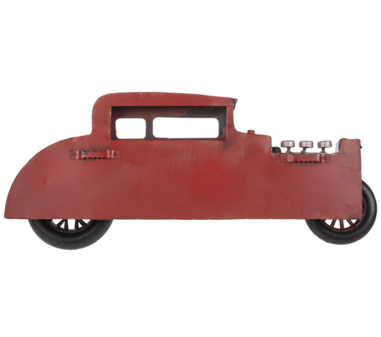 Classic Red Hot Rod Metal Wall Hanging – Retro Car Decor
