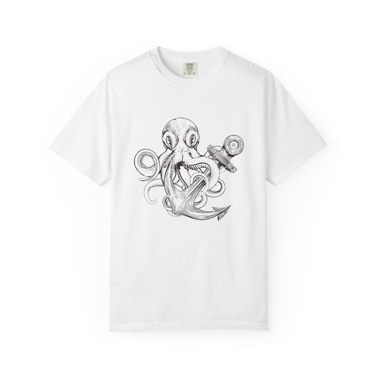 Octopus Anchor T-Shirt — Unisex Nautical Vintage Ink Illustration