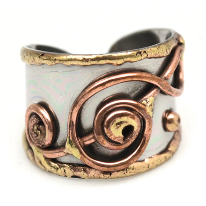Mixed Metal Music Note Cuff Ring