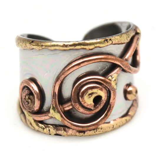 Mixed Metal Music Note Cuff Ring
