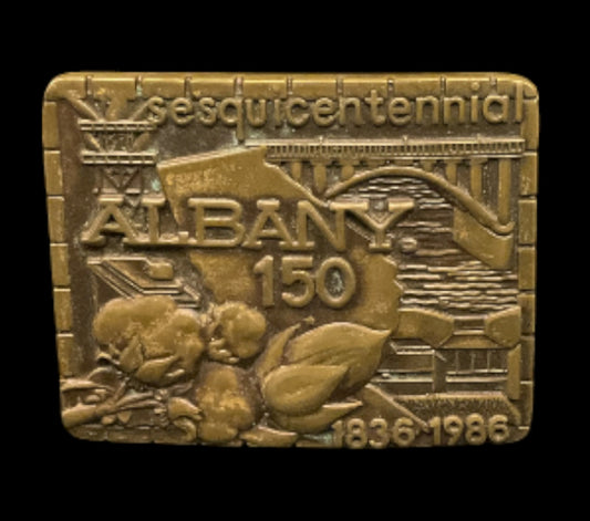 1986 Albany Georgia Sesquicentennial Belt Buckle – 150th Anniversary – Limited Edition Solid Brass