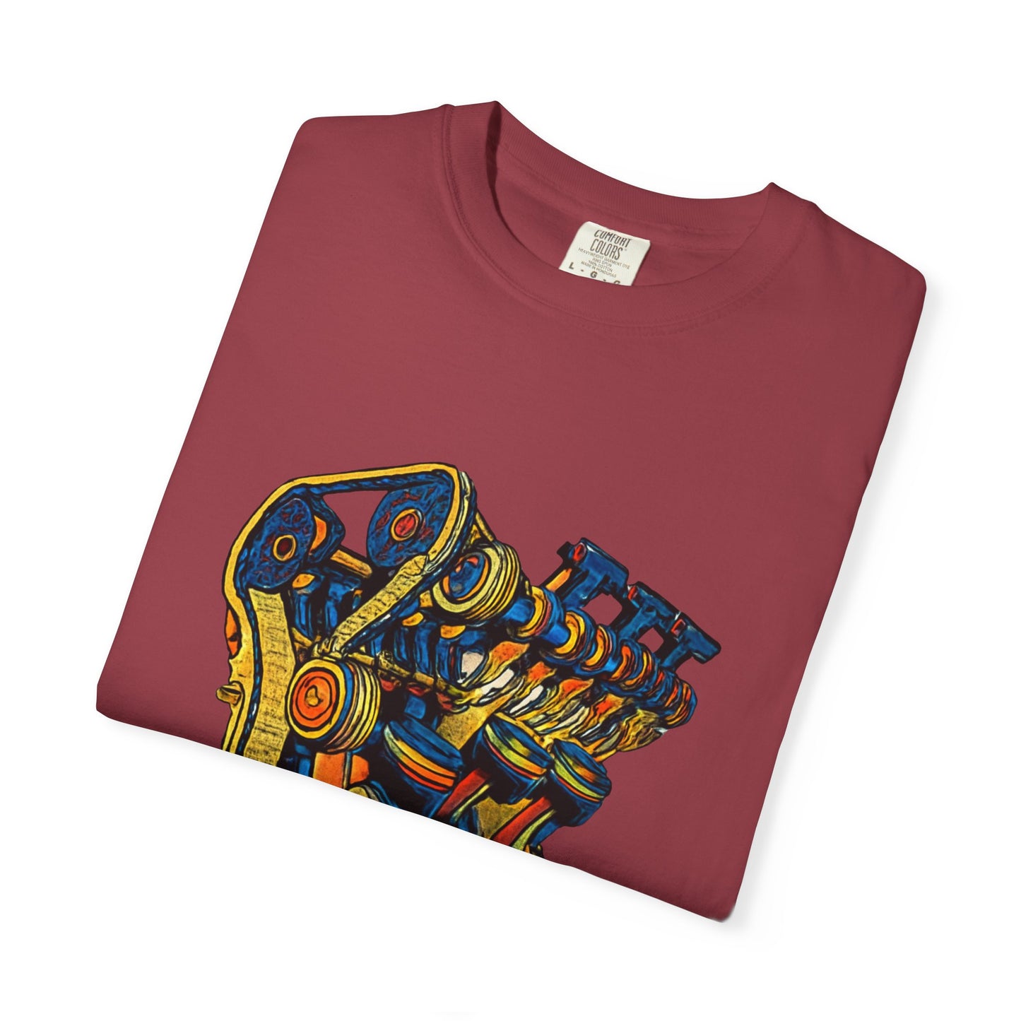 Engine V8 Illustration T-Shirt — Retro Automotive Mechanics Tee
